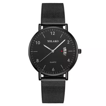 Популярные мужские часы с цифровым календарем, мужские часы, кварцевые часы Milan с сетчатым ремешком