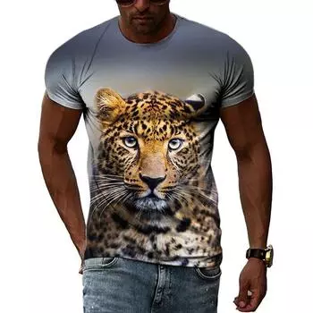 Популярные мужские футболки с леопардовым 3D принтом, новинка весны и лета, крутая уличная мода в стиле хип-хоп, повседневная футболка с круглым вырезом и коротким рукавом
