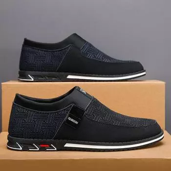 Популярные мужские туфли больших размеров, повседневные туфли с плоской подошвой, облегающие одну педаль, очень большие по размеру, ленивые повседневные кожаные туфли, обувь для вождения 39 черный серый