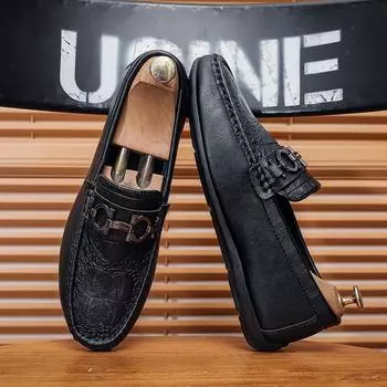 Популярные мужские туфли Doudou 2025 новые однопедальные ленивые мокасины высококачественная мужская обувь прямая трансляция 39