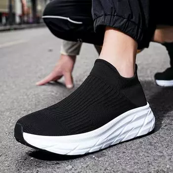 Популярные мужские туфли, новые носки с плетением Fly, дышащие и легкие сетчатые туфли с одной педалью, мужская повседневная спортивная обувь 36