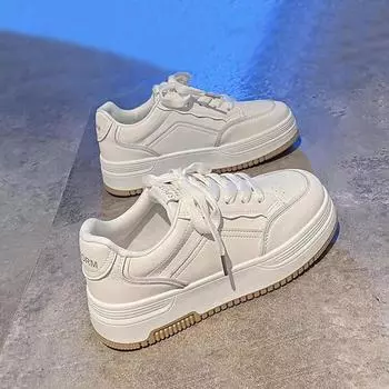 Популярные нишевые туфли на толстой подошве, женские весенние и осенние универсальные туфли Super Fire Little White 2024, новые корейские повседневные спортивные туфли 35 белый