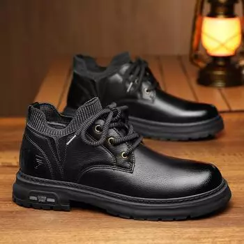 Популярные носки рот кожа повседневные ретро ботинки Martin бархатные низкие средние помощь маленькие кожаные туфли деловые повседневные большие мужские туфли 38