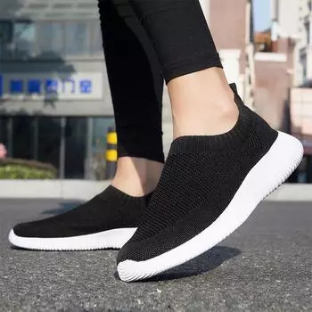Популярные носки женские туфли большого размера осенние плоские дышащие повседневные легкие кроссовки с мягкой подошвой на одной педали 35