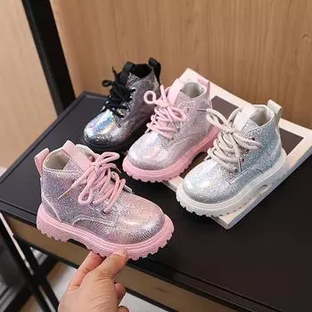 Популярные осенние яркие кожаные модные ботинки в западном стиле для маленьких девочек, универсальные короткие сапоги с низкой трубкой 21