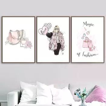 Популярные парфюмерные воздушные шары для девочек с героями мультфильмов, туфли на высоком каблуке, украшение, настенный постер для гостиной, декор для комнаты для девочек, фотографии 21*30cm