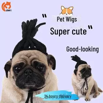 Популярные парики для домашних животных: Смешные дреды, головные уборы для косплея на Хэллоуин, фотореквизит, рок-костюмы для собак dreadlocks чёрный