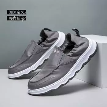 Популярные парусиновые туфли большого размера, мужская обувь, мягкая подошва, спортивная повседневная обувь, нескользящая и износостойкая, папины туфли, ленивые, с одной педалью 39 чёрный