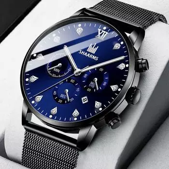 Популярные повседневные водонепроницаемые мужские кварцевые часы с сетчатым ремешком Reloj Hombre ультратонкие наручные часы с датой Montre Homme мужские деловые часы для мужчин Black серебряный