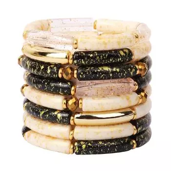 Популярные Премиум-бусины из белого золота, черного золота, прозрачные бусины из золотой фольги, изогнутая трубка, подарок дружбы stretched