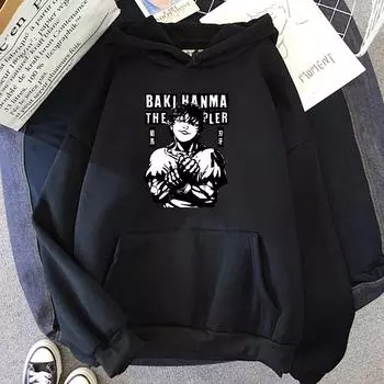 Популярные японские аниме Baki Hanma, толстовки с рисунком, The Grappler Yujiro, толстовка с принтом манги, мужская повседневная уличная толстовка в готическом стиле, мужская толстовка S хаки