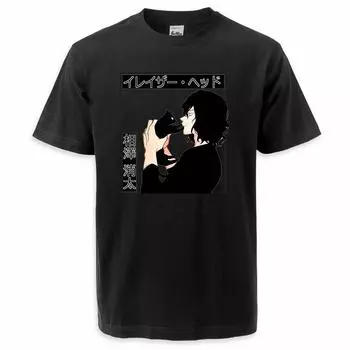 Популярные японские футболки с ластиком в стиле аниме «Мой герой Академии», мужские летние футболки с мангой 2023, модная футболка с принтом, футболки с круглым вырезом S чёрный