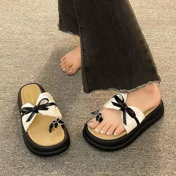 Популярные сандалии Guochao, женские, 2024, новая летняя одежда, высококачественные римские туфли на платформе, повседневная пляжная обувь 35 чёрный