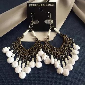 Популярные серьги Богемные ретро серьги с длинной бахромой и бисером красочные серьги женские