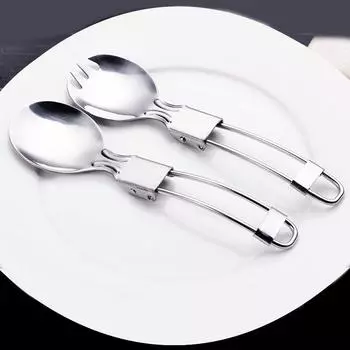 Популярные складные столовые приборы 1 шт. столовая посуда для пикника портативная ложка вилка складной нож кухонная утварь кухонные принадлежности популярная высококачественная нержавеющая сталь 02