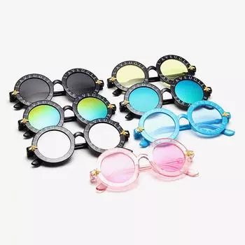 Популярные солнцезащитные очки, горячая распродажа, солнцезащитные очки для девочек и мальчиков, высококачественные роскошные винтажные детские очки в стиле стимпанк, круглые очки culos, пчелиные очки ручной работы синий