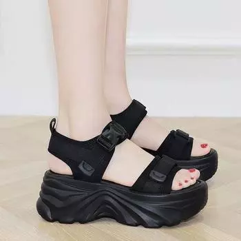 Популярные спортивные сандалии женские летние 2024 новые женские туфли на танкетке женские белые туфли-маффины на платформе 35