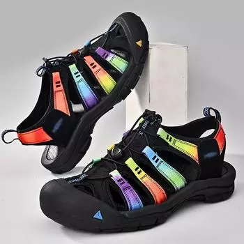 Популярные стильные сандалии для родителей и детей для пар, сандалии с закрытыми носками для мужчин и женщин, нескользящие уличные сандалии, мужская противоизносная пляжная обувь 35