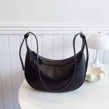 Популярные сумки женская новая весенне-летняя сумка через плечо для, повседневная текстурная универсальная сумка-мессенджер в форме пельменя чёрный