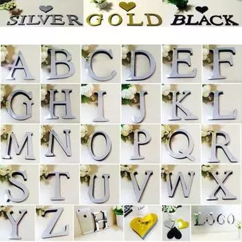 Популярные свадебные английские любовные письма, домашний декор, 3D зеркальные наклейки на стену, алфавит