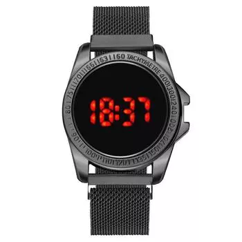 Популярные светодиодные сенсорные мужские часы мужские часы ленивый магнит модель железный магнит электронные часы белый