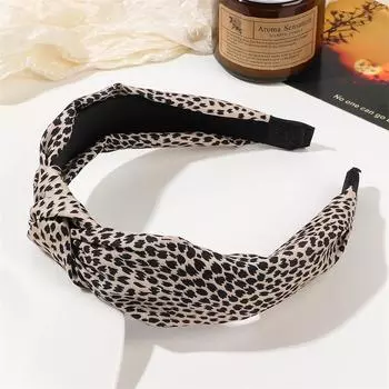 Популярные тканевые повязки для волос с леопардовым принтом с узлом для женщин и девочек, повседневный головной убор для шопинга, простые однотонные повязки с узлом