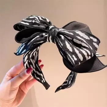 Популярные тканевые повязки на голову с узлом и принтом зебры для женщин, для повседневных покупок, отдыха, путешествий, повязки на голову с большим бантом для нее