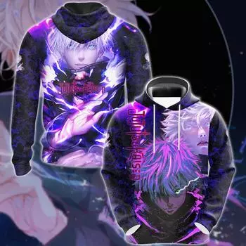 Популярные толстовки с капюшоном в стиле аниме «Jujutsu Kaisen» с 3D-принтом для женщин и мужчин, толстовка с капюшоном, уличная одежда в стиле хип-хоп, детская одежда унисекс S