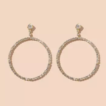 Популярные ювелирные изделия, цепочка с бриллиантовыми когтями, преувеличенные большие серьги, круглые серьги, модные серьги. золотой