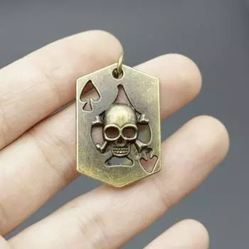 Популярные ювелирные изделия, простая подвеска-брелок с лопатой и черепом one size