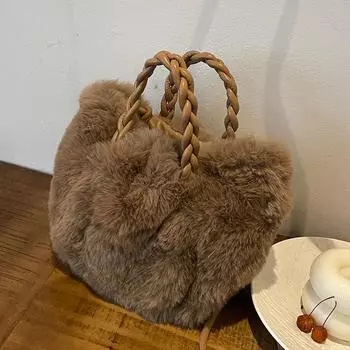 Популярные в этом году маленькие сумки, модные плюшевые сумки-мессенджеры, персонализированные ручные плиссированные пушистые сумки-облака коричневый