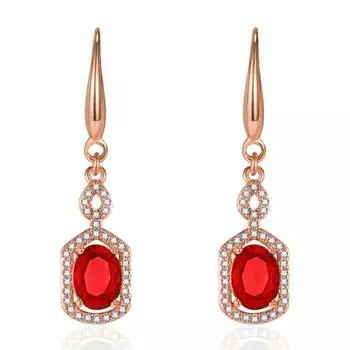 Популярные в Европе и Америке серьги с красными и изумрудами Серьги Серьги из розового золота 18 карат с микроинкрустацией цирконом и красными и зелеными кристаллами