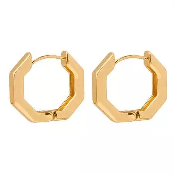 Популярные в Японии и Южной Корее серьги из 18-каратного золота с медным покрытием, элегантные универсальные геометрические многоугольные пряжки для ушей, креативный дизайн сережек