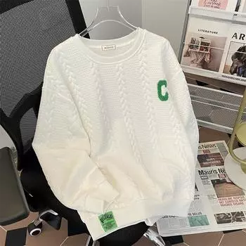 Популярные весенние и осенние повседневные топы с длинными рукавами для мужчин, корейская версия модных брендов, красивые и универсальные повседневные толстовки с круглым вырезом M