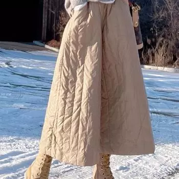 Популярные восемь или девять очков, популярные в этом году брюки-кюлоты, тренд зимы 2024 года, новые женские брюки из хлопка для ношения на улице M [Recommended within 50kg] чёрный