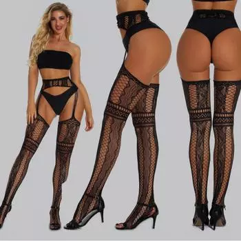 Популярные высокие носки-трубы японские сетчатые носки нескользящие тонкие сексуальные узоры подтяжки соблазнительные колготки 15 серии One size (white card + opp)