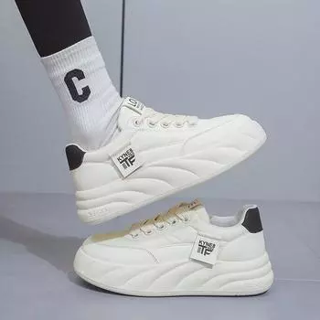 Популярные высококачественные повседневные туфли для сноуборда, весна 2025, новые износостойкие универсальные маленькие белые туфли на платформе, спортивная женская обувь 35 чёрный