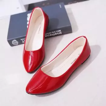 Популярные женские балетки ярких цветов, белые туфли-лодочки, женские туфли на плоской подошве из лакированной кожи, слипоны, Zapatos Mujer, женская обувь для работы, 2024 г. 36 красный