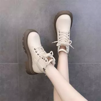 Популярные женские ботинки Martin 2024 года, новые модные ботинки на мягкой подошве в стиле интернет-знаменитости, короткие бархатные женские ботинки на толстой подошве в британском стиле 35