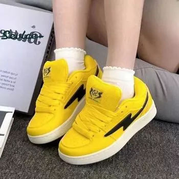 Популярные женские кроссовки Lightning Bread Yellow Single 2024 года, весна и осень, новые высококачественные универсальные повседневные спортивные кроссовки для скейтбординга 35 розовый