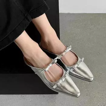 Популярные женские летние новые сексуальные простые однотонные мюли с острым носком из искусственной кожи, водонепроницаемые, элегантные, без застежек, женские тапочки для вечеринки 35 чёрный