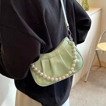 Популярные женские летние сумки через плечо, модные сумки через плечо с жемчугом и бусинами, повседневная женская сумка-мессенджер (20cm<Max Length<30cm)