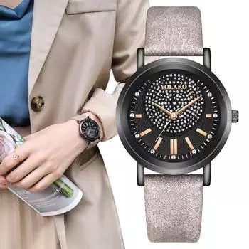 Популярные женские модные часы Trend Full Star Ladies Quartz Wristwatches Present Gift for Female, Family, Friends чёрный
