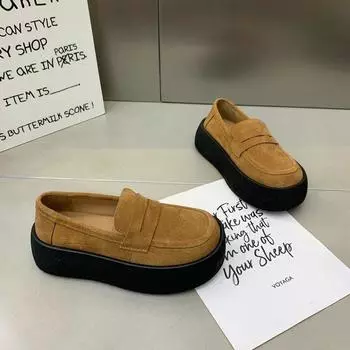 Популярные женские мокасины 2025 года, новая повседневная обувь, удобная и модная, универсальная и тонкая, на толстой подошве, универсальная обувь Doudou 35 хаки