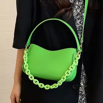 Популярные женские сумки через плечо, новые модные однотонные высококачественные женские сумки с цепочкой, универсальная сумка-мессенджер (20cm<Max Length<30cm)