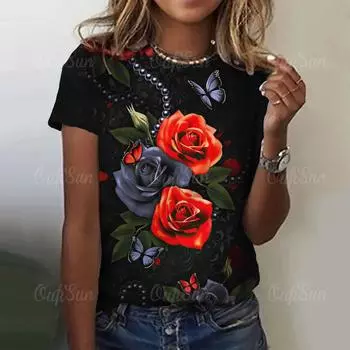 Популярные женские топы с принтом, большие футболки, модная 3D-одежда, футболки с короткими рукавами, топы 2024 года XXS