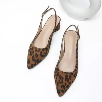 Популярные женские туфли на высоком каблуке с острым носком и леопардовым принтом из замши с пряжкой 35 цветной печати леопарда