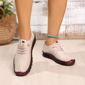 Популярные женские туфли ручной работы из говяжьих сухожилий с мягкой подошвой 2025 года, новые независимые туфли на плоской подошве, обувь Doudou 35 абрикосовый