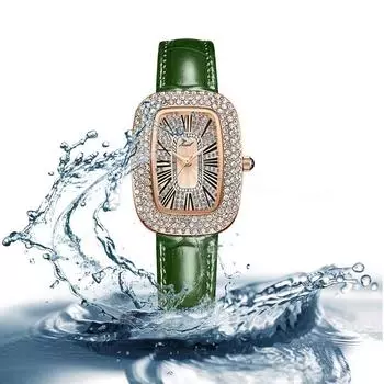 Популярные женские водонепроницаемые часы Gypsy Pigeon Egg Full Diamond из натуральной кожи, модные женские часы