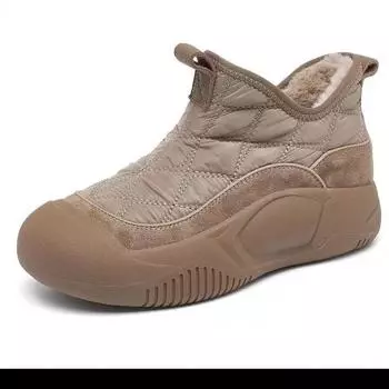 Популярные зимние новые бархатные зимние ботинки 2024 года, женские универсальные повседневные нескользящие короткие ботинки, женская хлопковая обувь, термообувь 35